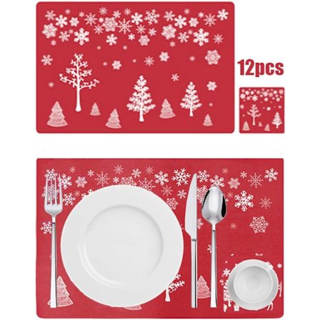 12 stk. matter, julematte, vaskbar matte, varmebestandig matte, julebordsmatte, PVC-matte