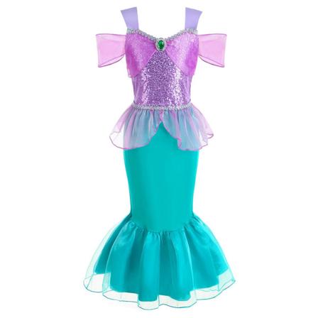 Halloween Havfrue Barnekjole Havfrueprinsessekjole Ariel Jenter Kjole-Grønn - Perfet Green 120cm