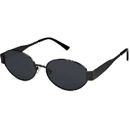 SOJOS Retro Oval Solbriller Kompatibel med Kvinder og Mænd Trendy Solbriller Klassiske Nuancer UV400 Beskyttelse SJ1217_SSDLV D Shiny Black-Grey