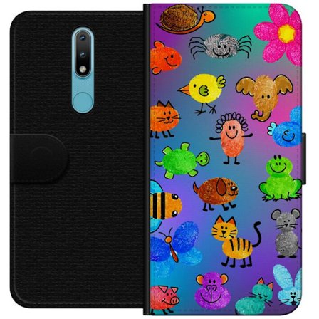 Kompatibelt Lommeboketui til Nokia 2.4 Little Scribble Friends