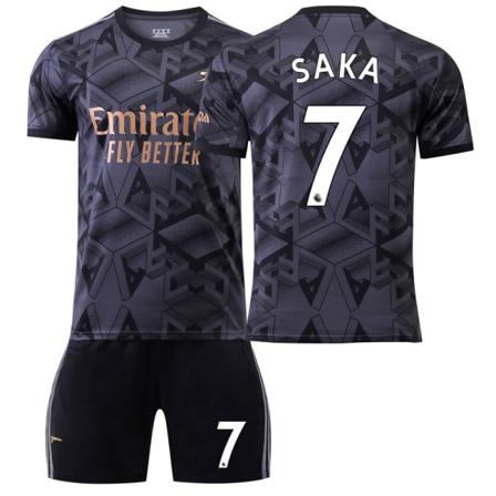 22-23 Arsenal udebane sort nr. 7 Saka 9 Lacazette 19 Pepe 14 Aubameyang fodbolduniformssæt No socks size 7 XXXL