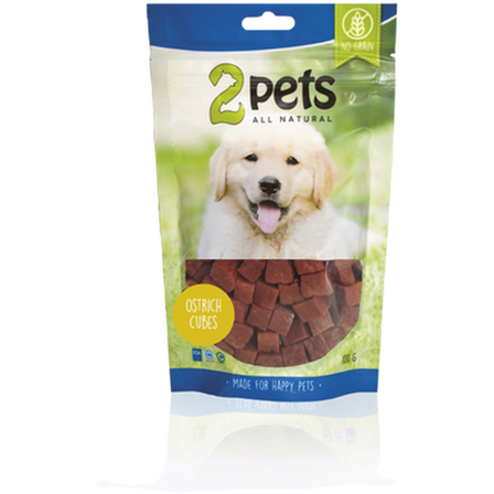 2 pets - Dogsnack strutseterninger 400 g - Hund - Hundegodbiter & tyggebein - Naturlige godbiter for hund - ZOO.no