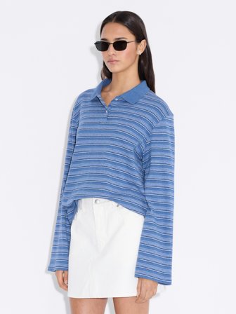 Holzweiler Sunny Polo - Blue Stripe - Women's - M