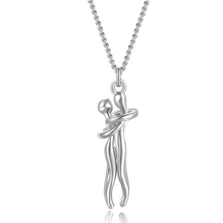 Halskæde med kram, parhalskæde til ham og hende, kærligt krammehalskæde til par til kvinder og mænd Sølv