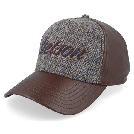 Stetson - Lamb Nappa Harris Tweed Espresso A-Frame Adjustable Adjustable Brown Cap - @ Hatstore