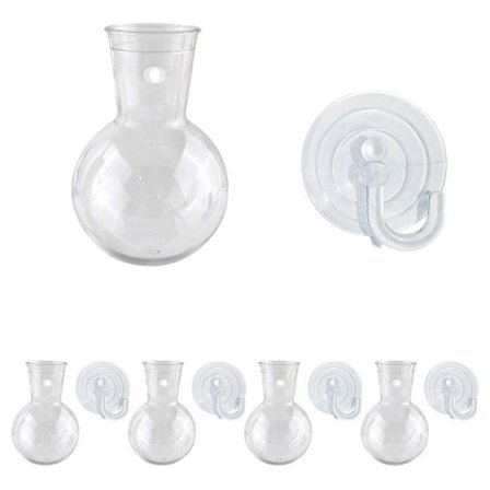 Transparent Hengende Vase Veggmontert Akvarium med Sugekopp for Blomster PUW0734(D)