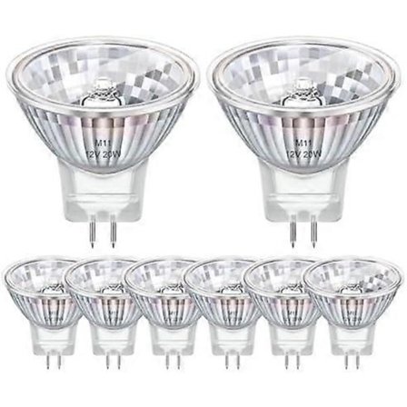 Pakke med 8 MR11 GU4 Halogenpærer 12V 20W, 35mm*35mm, Dæmpbar Halogenspot Warm White 2800K, Halogen Reflektorlampe til Skab