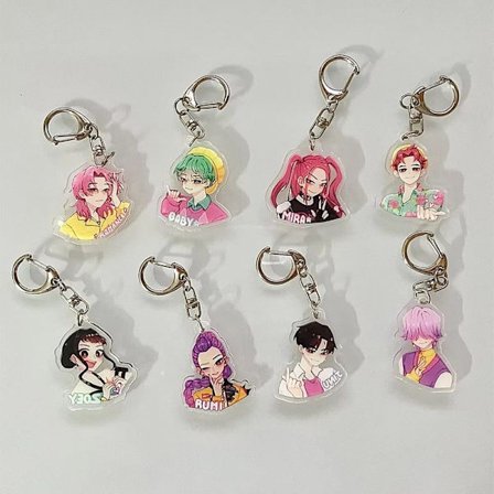 8 stk Kpop Demon Hunters nøgleringe sæt - Rumi, Zoey, Jinu, Mira Charms til fans og tilbehør