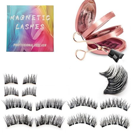 5 Magnetiska 3-Lagers Ögonfransar med Applikator - Svart