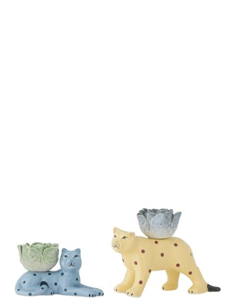 Bloomingville Rory Candle Holder, Multi, Stoneware - Multi/patterned - ONE SIZE