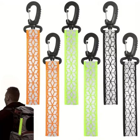 ING 6 stk. reflekterende kleshengere reflekterende nøkkelringer sikkerhetsreflektor kleshenger reflekterende striper skolesekk for å henge på klær 