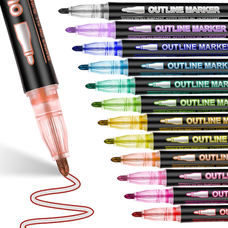 Farvelægning Lightstick Graffiti Tusser, Dobbelte Linje Overstregningstusser, Shimmer Outline Markører - Selv-Outline Metallisk