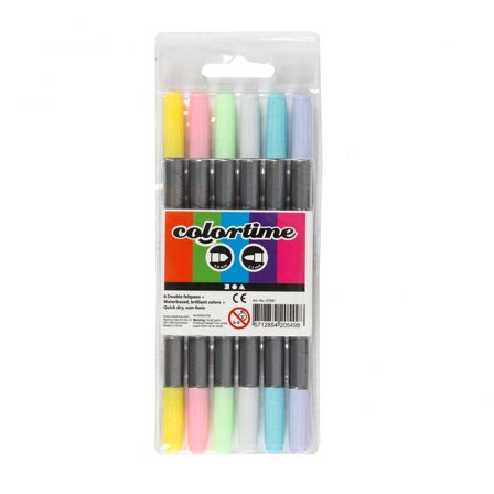 Felt-tip pens Two-Tip 6-set Pastel