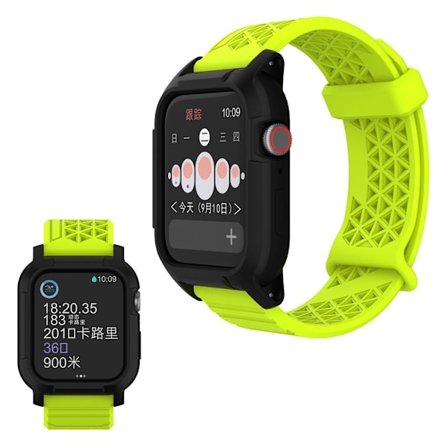 Apple Watch Series 5 44mm durable silicone watch band - Green / Black