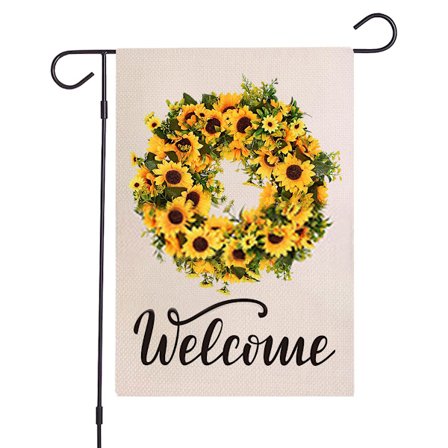 Haveflag 47*32cm dobbeltsidet udendørs velkomst dekoreret med burlap lille sæsonbestemt blomsterterrasse, Style: Style 3;
