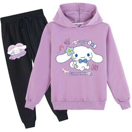 Barn Pojkar Flickor Cinnamoroll Tryck Hoodie Sweatshirt Byxor Set Casual Träningsoverall Purple 160cm