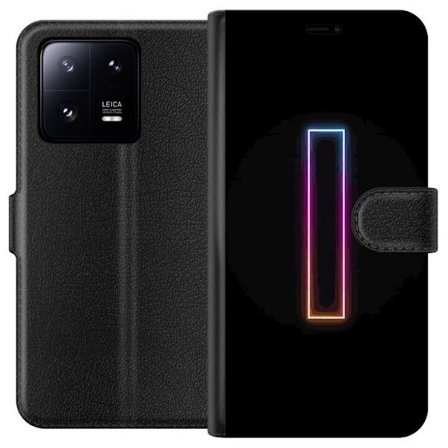 Kompatibel Tegnebogsetui til Xiaomi Xiaomi 13 Pro Minimalistisk neonbogstav I i regnbuefarver mod mørk baggrund