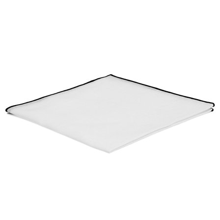 Hvid Lommeklud m. Sorte Kanter til mænd - Ensfarvede lommeklude