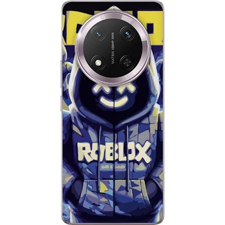 Kompatibelt Mobildeksel til Honor Honor Magic7 Lite Blågul Roblox hettegenserfigur med minimalistisk neonstil og masket ansikt, moderne spillillustra