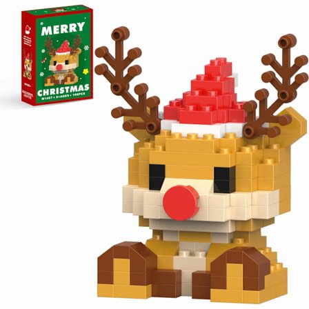 Juleelg byggeklosser sett, 2024 stabling nye leker, nyttårs julegaver til barn og voksne