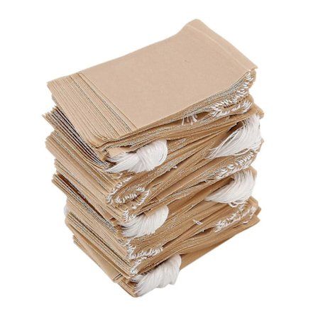 500-pack tefilterpåsar, engångs tepåsar i papper med dragsko för löst te, kaffe (naturlig)
