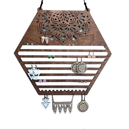 Puinen riippuva korvakoruteline seinäkoriste korujen järjestäjä vintage korvakorunäyttöteline naisille ja tytöille korvakorut kaulakorut