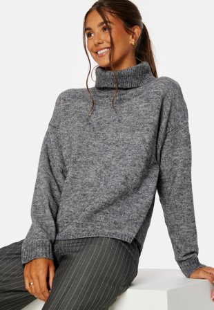 Object Collectors Item Minna L/S Rollneck Knit Pullover Dark Grey Melange Klær