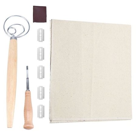 Sett Deigskrapere Deigkutter Bakeklede Visp Brødbakeverktøy Med 5 stk Blader For Hjemmekjøkken Bakeri Brun 33X2.5X2.5CM Brun