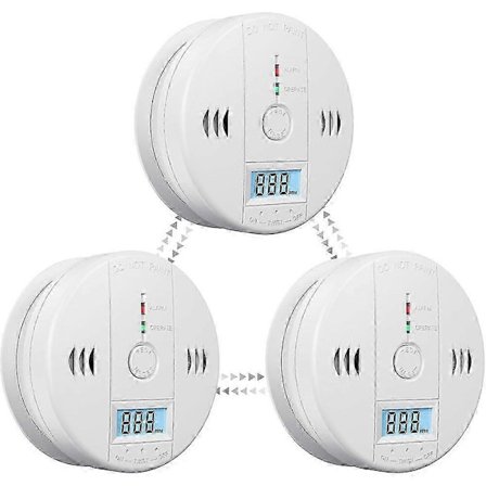 3-pak Røgalarm og kuliltealarm med LCD-display