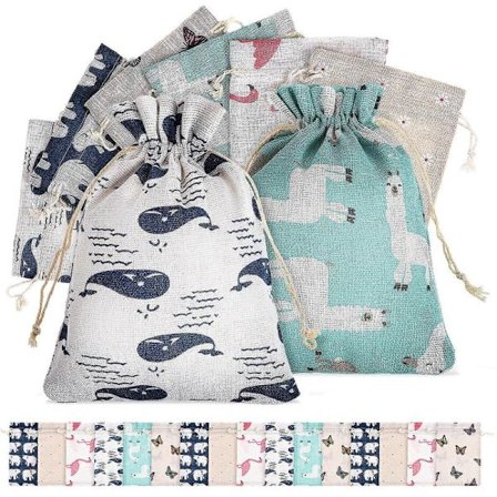 24 st Dragskoväskor Presentpåsar Små Tygpåsar Små Påsar Dragsko Juteväskor
