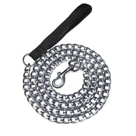 Stål hundekæde line kraftig hundeline PU læderhåndtag hundeline 120CM