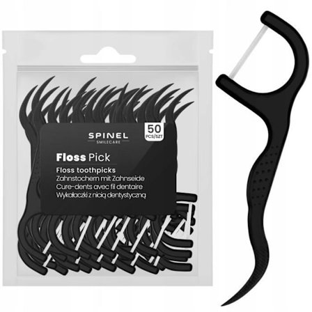 Tandpetare med tandtråd - Spinel - Floss Pick - Mjuk vax med halkskydd 50 stycken