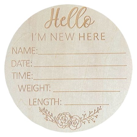 15 cm Rund Baby Annoncering Foto Prop Basswood Skilt Hello World Baby Skilt til Børneværelse L8