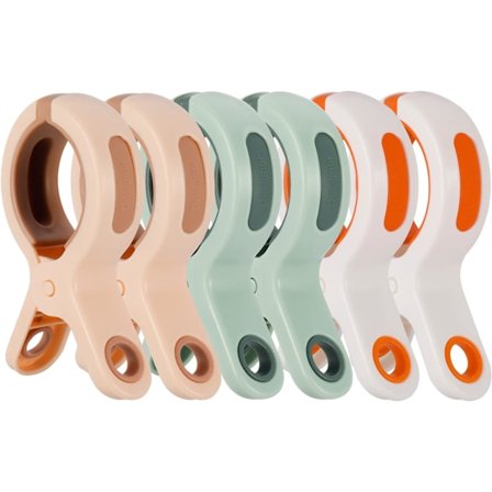 6 stk. store strandhåndklædeklemmer, plastiksporløse klemmer til tøj, stærkt greb, vaskespænder, dyne, vindsikre klemmer, skridsikre håndklædeklemmer 