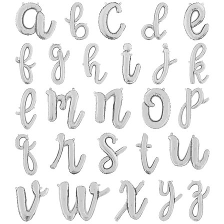 Bogstavballoner Script Sølv