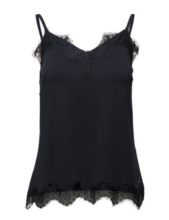 Strap Top W. Lace Bluse Ermeløs Svart Coster Copenhagen