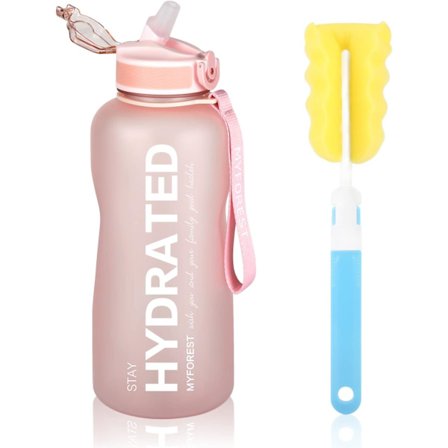 2,2-liters vattenflaska, BPA-fri, 2,2 l, drickflaska med sugrör och tidsmarkeringar, 2 200 ml, gymnastikflaska för sport, cykling, yoga, v