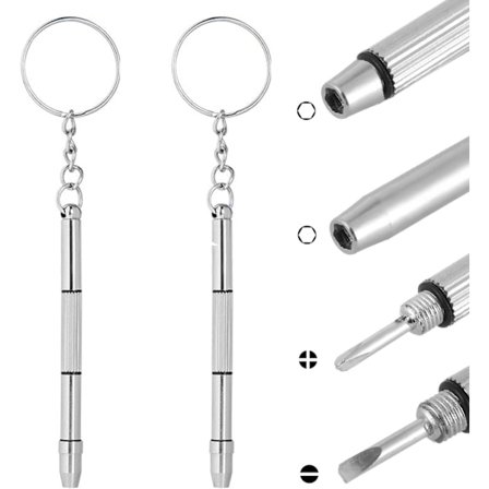 Kaksi-yhdessä-ruuvimeisseli, monitoiminen silmälasiruuvimeisseli, minikäsikäyttötyökalu, sopii silmälaseihin, aurinkolaseihin, kelloon