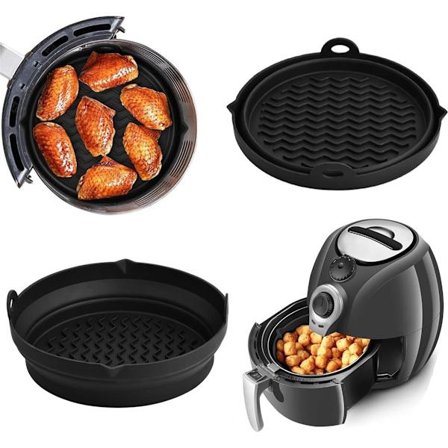 Airfryer Silikonformar - 2 Stycken - Airfryer Tillbehör - Airfryer Korg - Återanvändbar Droppbricka - BPA-fri - Vikbar - Bakplåtspapper Alternativ ...