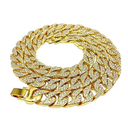 Cuban Link Chain Choker Necklace Gold Rhinestones Hip Hop Chain Jewelry For Women Mens Necklace Party Gift