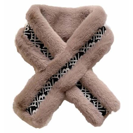 Vinter varm og kuldesikker fuskepels krage skjerf ring trykt vinter plysj dame skjerf