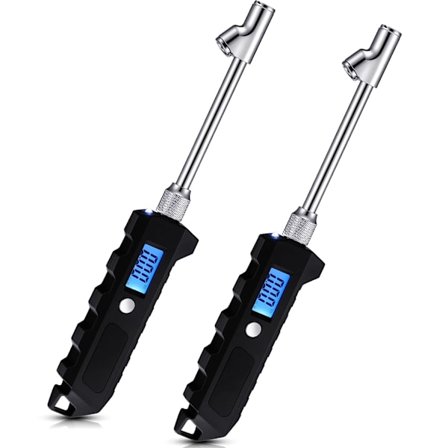 2 stk. digitalt dekktrykkmåler 250 PSI Heavy Duty dobbelthode i rustfritt stål med LCD og lommelykt for bil, lastebil og bobil