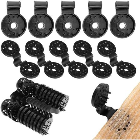 50 kappaletta varjostuskankaan pidikkeitä(musta), pressukangaspidikkeitä, erikoispidike silmällä, UV-suojatut kiinnityspidikkeet näkösuojalle, aidalle