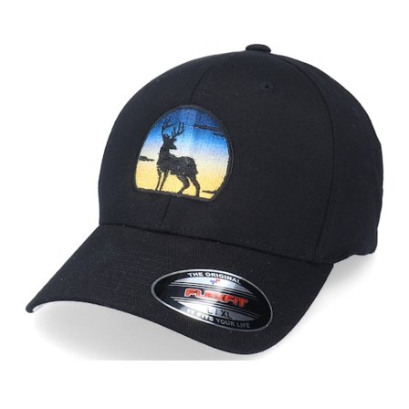 Hunter - Schwarz flexfit Cap - Deer Sunset Black Flexfit @ Hatstore