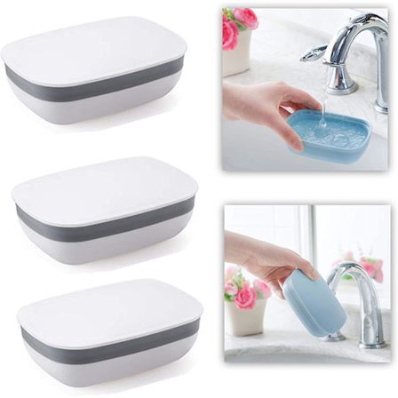 3 stk. Plastisk såpeholder, reise såpebeholder, såpebeholder, såpebeholder for reiser, fotturer, familie, bad, skole, treningsstudio