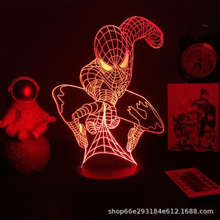 Led, Spiderman 3d Färger Ändrar Bordslampa