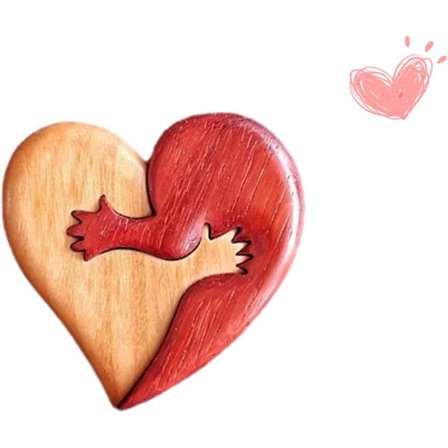 Et kram fra mit hjerte til dig Håndlavede træskæringer, Et kram fra mit hjerte til dit, Træ Et kram fra mit hjerte, Gave til ham og hende