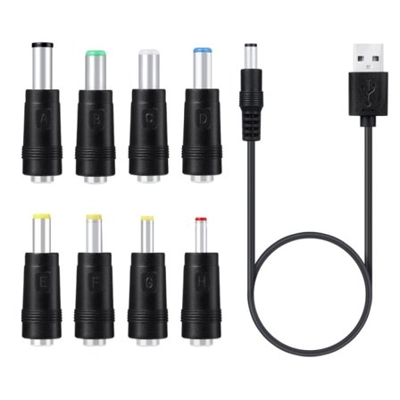Universal 5V for strøm USB til for DC 5.5x2.1mm 3.5mm 4.0mm 4.8mm 6.4mm adapter for ladekabel Egnet for vei