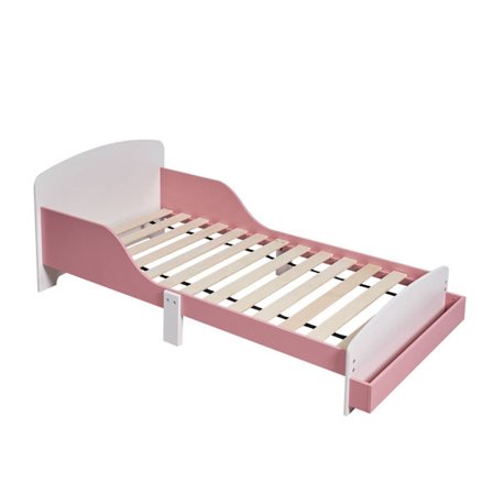 Lattiasänky taaperoille laidalla, valkoinen/pinkki, hyllytasolla