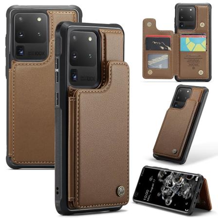 CASEME C22 Serie til Samsung Galaxy S20 Ultra Etui Læder+TPU Telefon Cover med 5 Kortpladser Brown
